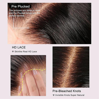 Cinnamon Orange Ginger Color #350 Straight/Body Wave 8x5 Pre Cut HD Lace Human Hair Glueless Wig