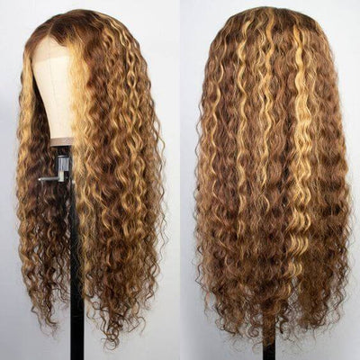 $98.9 Highlight Piano Color Wig 4x4 HD Lace Closure Wig Deep Curly Human Hair Wig Flash Sale