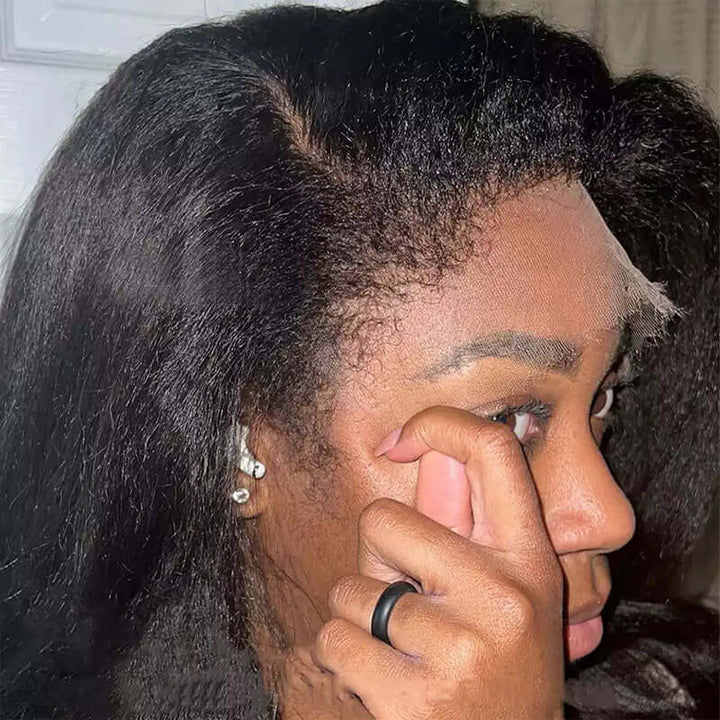 4C Edges | Kinky Straight  Wigs With Kinky Edges 13x4 HD Lace Front Wigs
