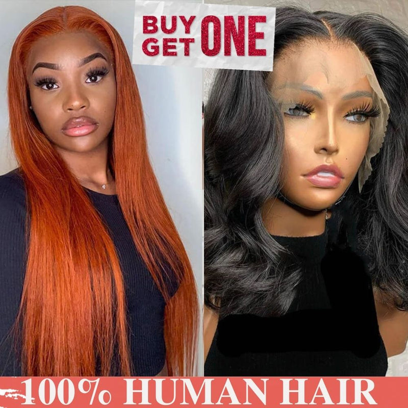 Buy One Get One Free  Ginger Color Lace Closure Wig + Body Wave Bob wig Flash Sale
