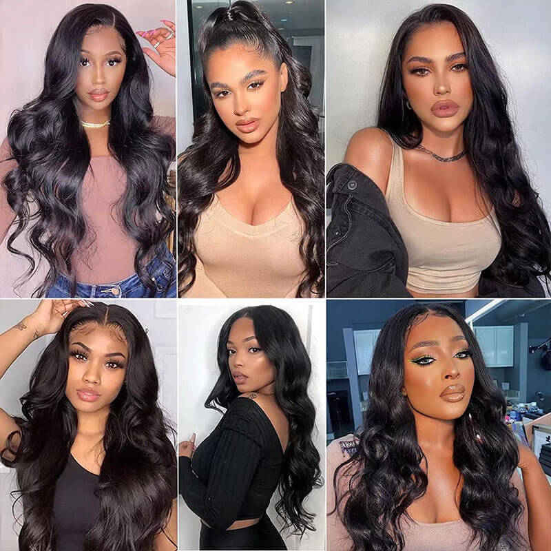 Subella 13x6 HD Transparent Lace Front Wigs 180% Density Body Wave Natural Hair Wigs Pre Plucked Wigs