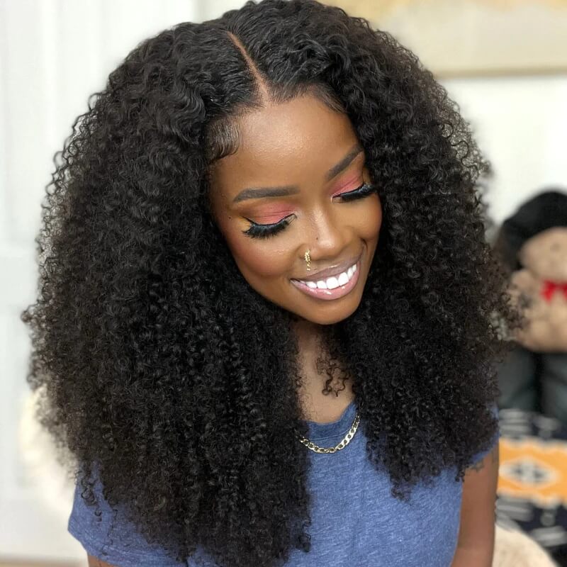 Kinky Curly HD Transparent Lace Wigs 13*4 Frontal Wigs Human Hair Wigs