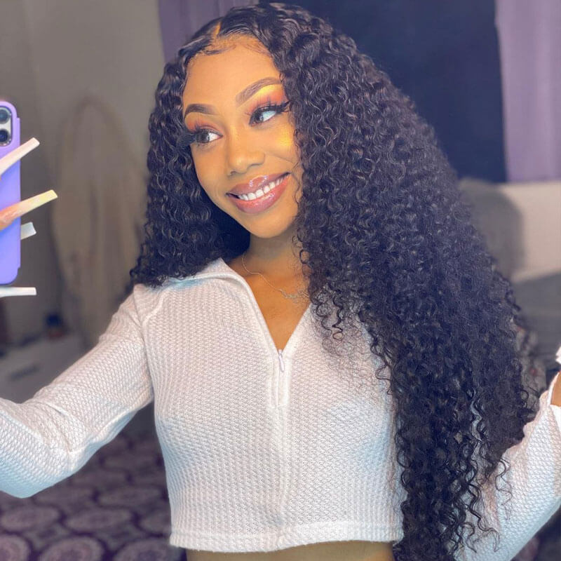 Kinky Curly HD Transparent Lace Wigs 13*4 Frontal Wigs Human Hair Wigs