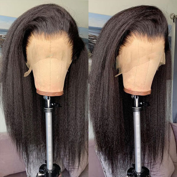 HD Transparent Lace Front Wig Kinky Straight Wig Human Hair For Women High Density