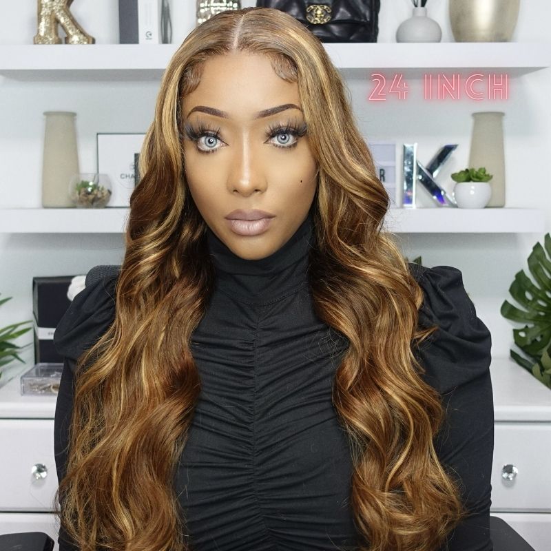 Ombre Highlight Wigs 13x4 Lace Front Wigs Human Hair Body Wave Wigs 