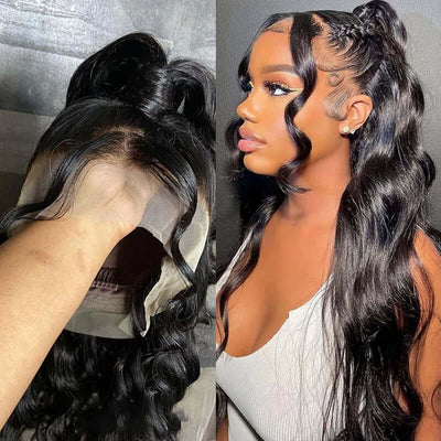 Subella Breathable 360 HD Transparent Lace Wig Pre Plucked Body Wave Human Hair Wig Natural Hairline