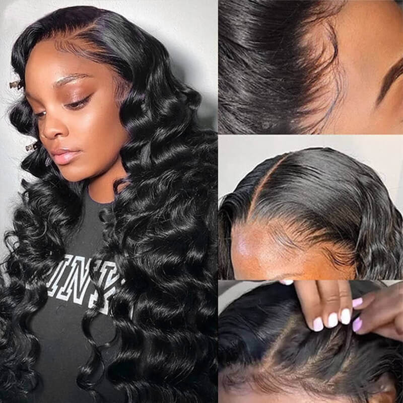 Subella Bouncy Loose Wave HD Transparent Lace Front Wigs Unprocessed Glueless Human Hair Wig