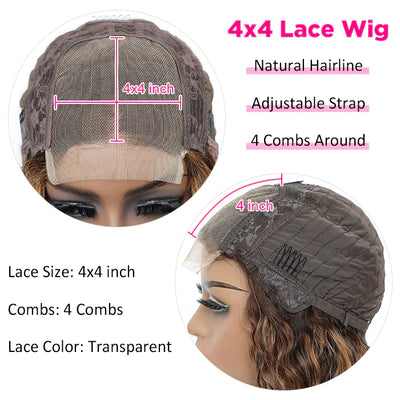 Buy One Get One Free Deep Wave 4/27 Highlight Wig + 12A Grade Straight Bob wig Flash Sale