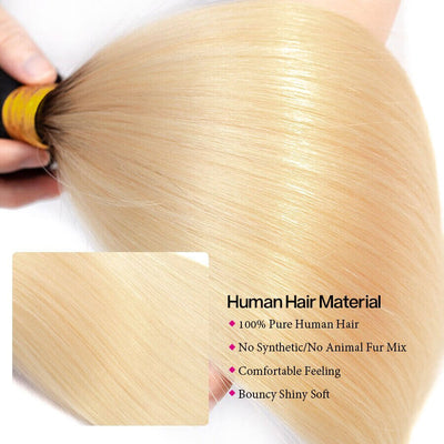 T1B/613 Ombre Straight Human Hair 3 Bundles With 4x4 Lace Closure