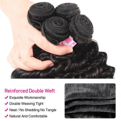 Deep Wave Virgin Human Hair Weft 3 Bundles 100% Unprocessed Virgin Human Hair Extension