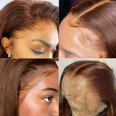 Subella Hair Light Brown Wig Straight Human Hair Colored Wig HD Transparent Lace Closure Wig