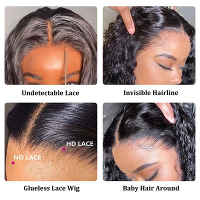 (Air Cap) 4x4/13x4 Pre-Cut Lace Wig Put On And Go Curly Human Hair Wig with Breathable Cap Beginner Wig