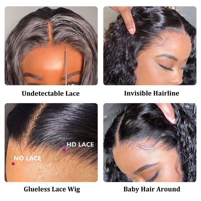 (Air Cap) 4x4/13x4 Pre-Cut Lace Wig Put On And Go Curly Human Hair Wig with Breathable Cap Beginner Wig