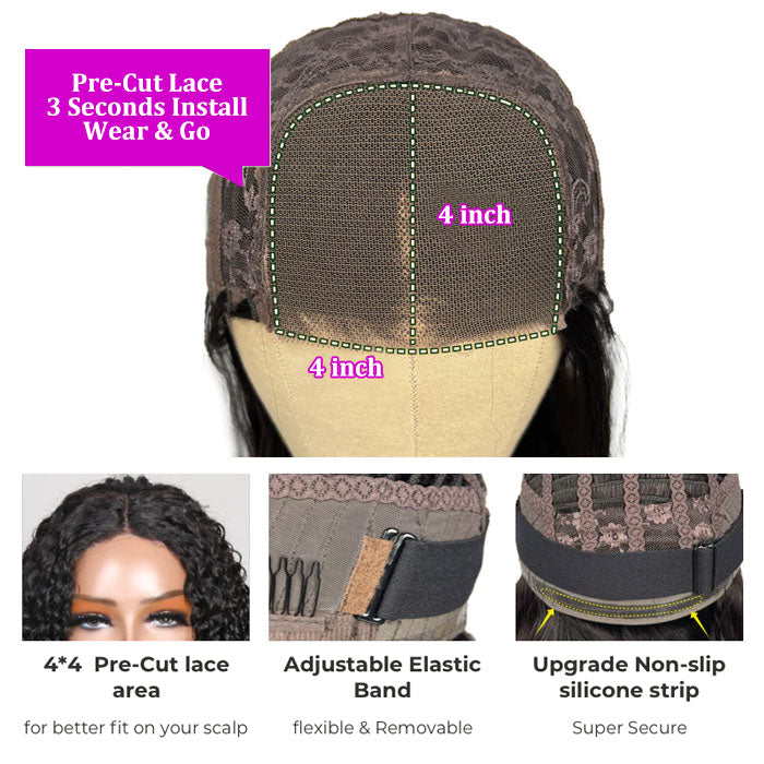 Pre Cut Wigs Air Cap Straight Bob Wig  HD Lace Wigs Glueless Human Hair Wigs Beginner Friendly