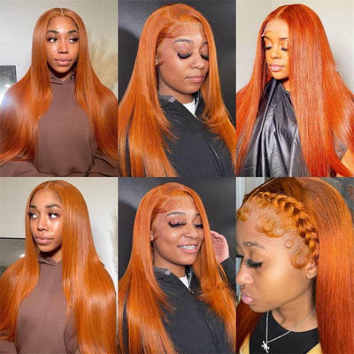 Subella Hair Ginger Color 13x4 HD Lace Front Wig Straight Colored Human Hair Wigs