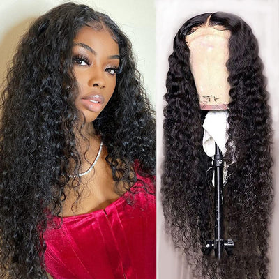 $89.9 Super Deal |  24Inch Water Wave 4x4 Transparent Lace Closure Wigs (No Code Available) Flash Sale