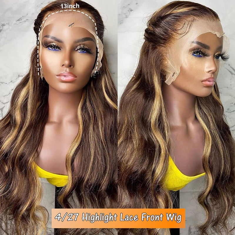 Ombre Highlight Wigs 13x4 Lace Front Wigs Human Hair Body Wave Wigs 