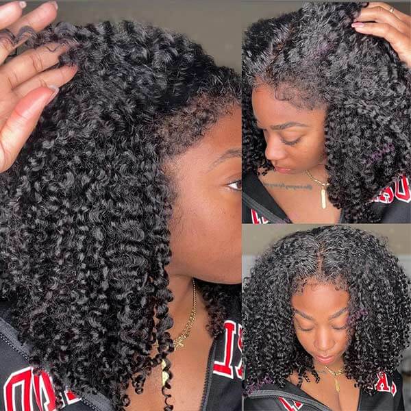 4C Hairline Bob Wigs Glueless Curly 13x4/4x4 HD Lace Front Bob Wig With Curly Edges Baby Hair