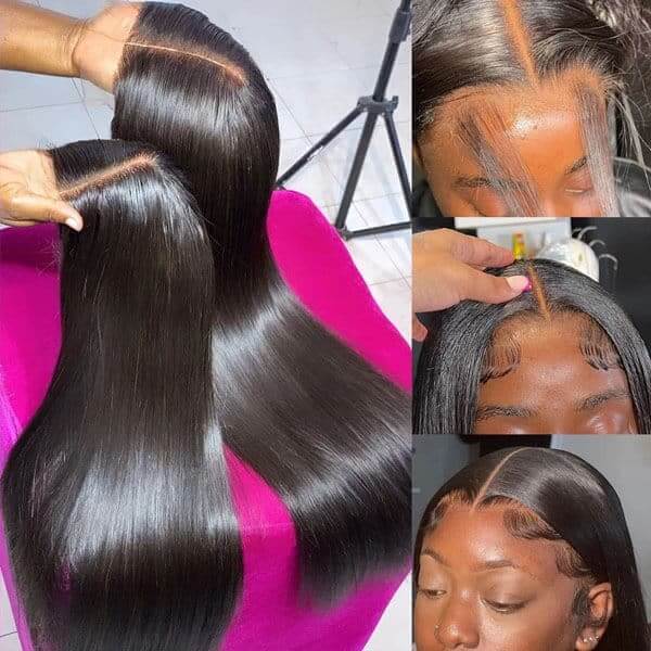 Air Wig Breathable Cap Pre Cut 4X4 HD Lace Closure Wigs Straight Human Hair Wigs