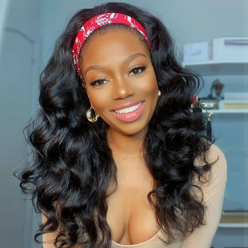 New Headband Wig Body Wave Natural Color Human Virgin Hair Wig Headband Half Wig