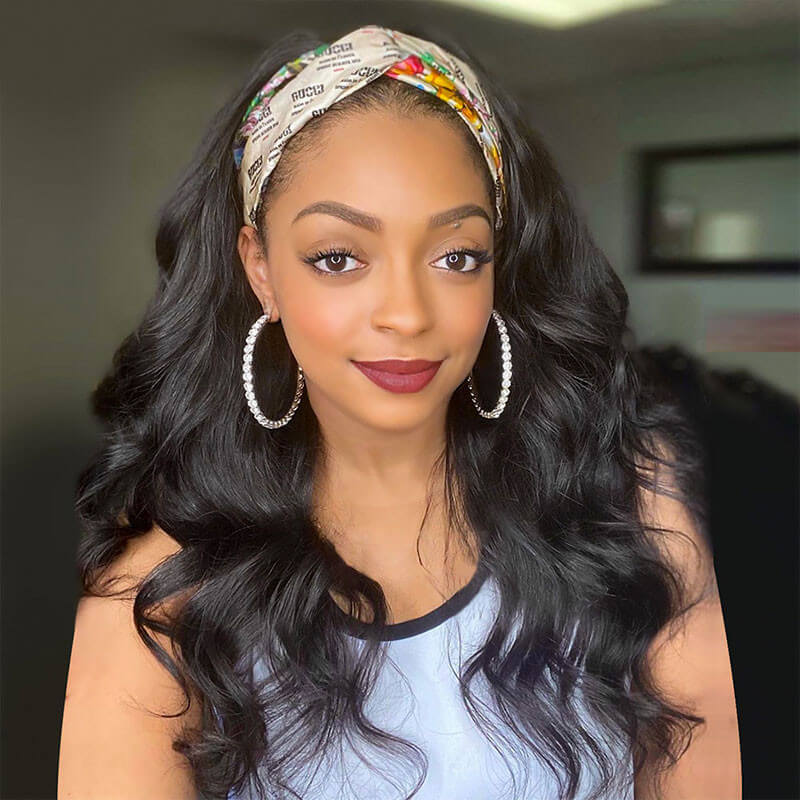 New Headband Wig Body Wave Natural Color Human Virgin Hair Wig Headband Half Wig