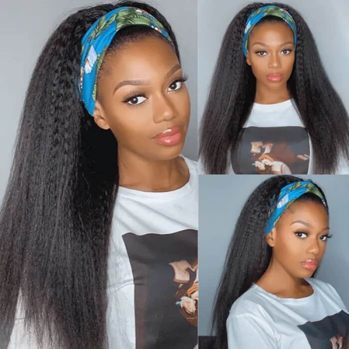 Subella Hair Kinky Straight Headband Wig Glueless Wigs Human Hair Headband Wigs For Women