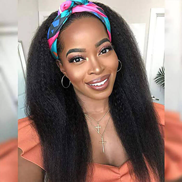 Subella Hair Kinky Straight Headband Wig Glueless Wigs Human Hair Headband Wigs For Women