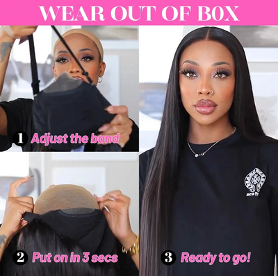 Pre Cut Wigs Air Cap Straight Bob Wig  HD Lace Wigs Glueless Human Hair Wigs Beginner Friendly