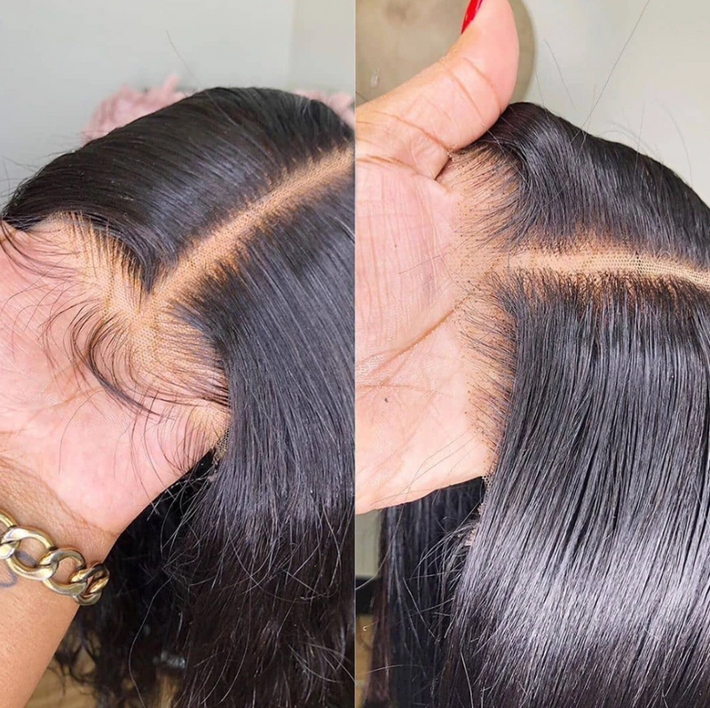 Pre Cut Wigs Air Cap Straight Bob Wig  HD Lace Wigs Glueless Human Hair Wigs Beginner Friendly