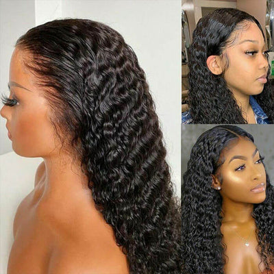 Subella T Part HD Transparent Lace Wig Deep Wave Human Hair Wigs Pre Plucked with Baby Hair