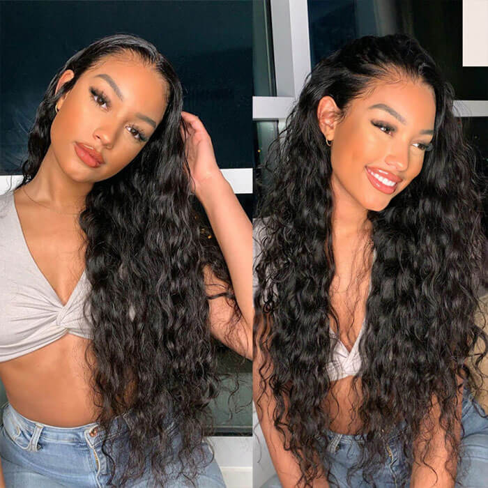Subella T Part HD Transparent Lace Wig Deep Wave Human Hair Wigs Pre Plucked with Baby Hair