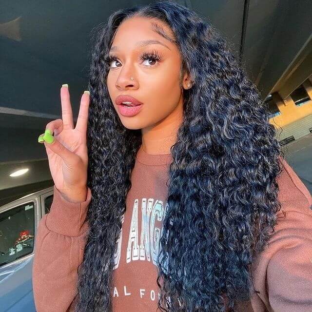 Subella T Part HD Transparent Lace Wig Deep Wave Human Hair Wigs Pre Plucked with Baby Hair