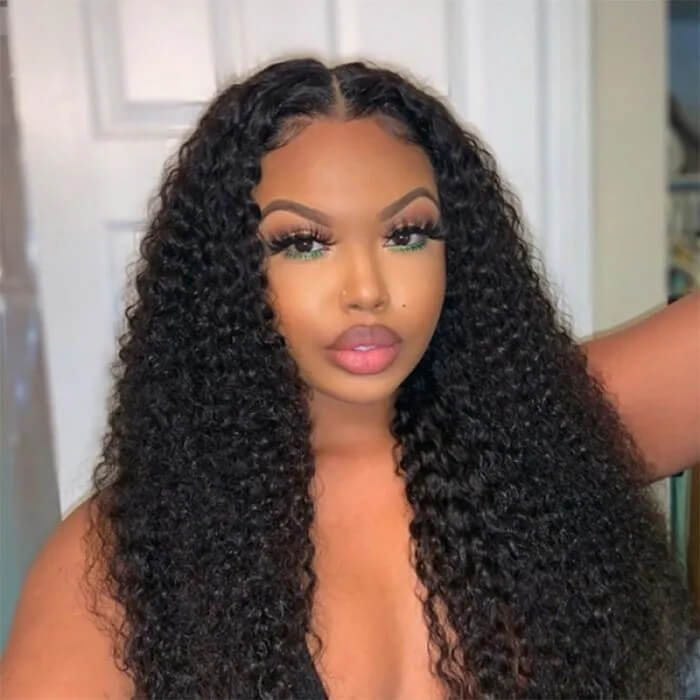 T Part Lace Wig HD Transparent Lace Wig Afro Kinky Curly Human Hair Wigs