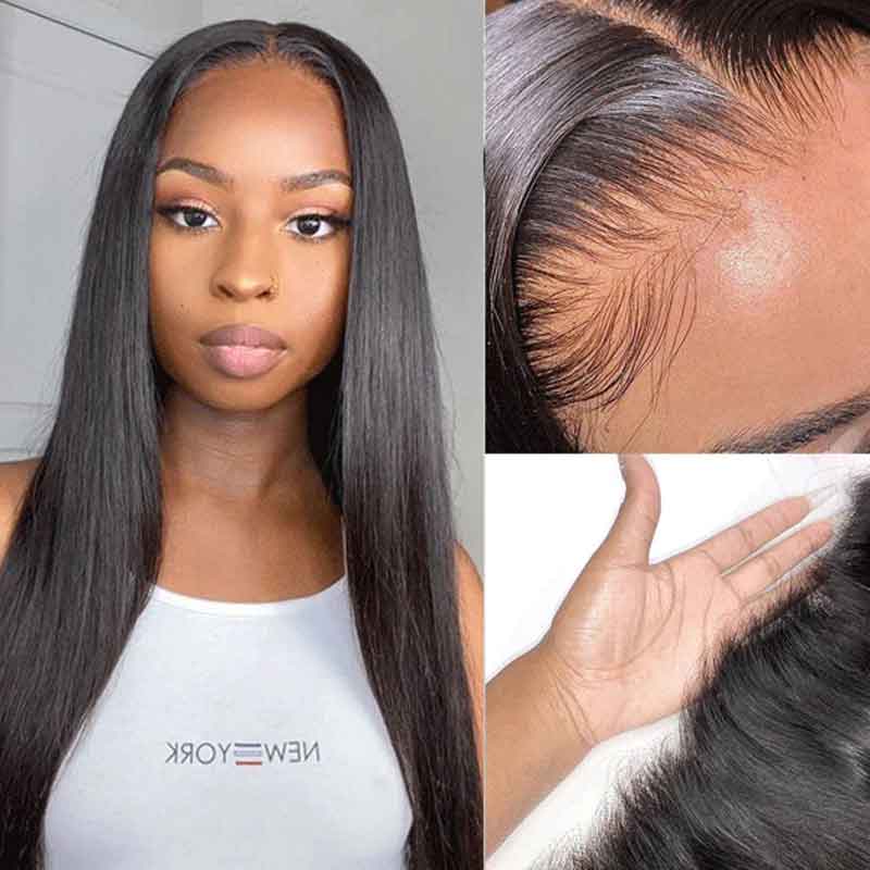 Subella Hair HD Transparent T Part Lace Wig Straight Human Hair