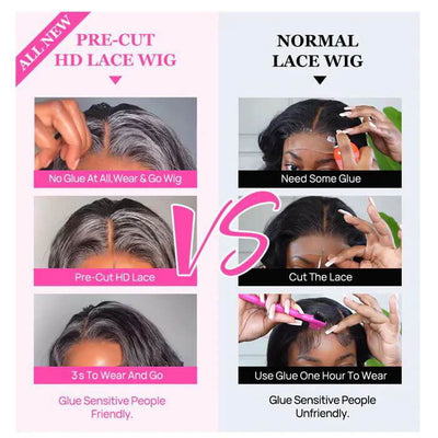 Silky Straight Put On And Go Glueless Wigs With Pre Cut Lace Natural Hairline HD Lace Closure Wigs Beginner Friendly