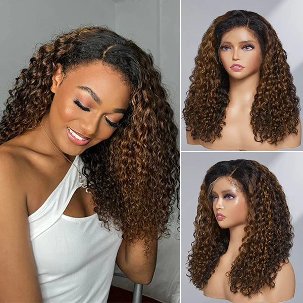 4C Curly Edge Hairline 1B/30 Ombre Color HD Lace Curly Wigs 5x5/13x4/1 ...