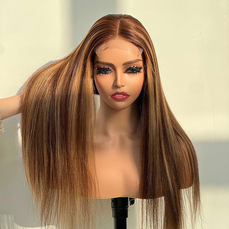 Flash Sale  Highlight Wigs 4/27 Color  4x4 HD Lace Closure Wig Straight Human Hair Wig