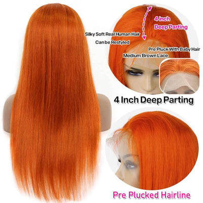 Buy One Get One Free  Ginger Color Lace Closure Wig + Body Wave Bob wig Flash Sale