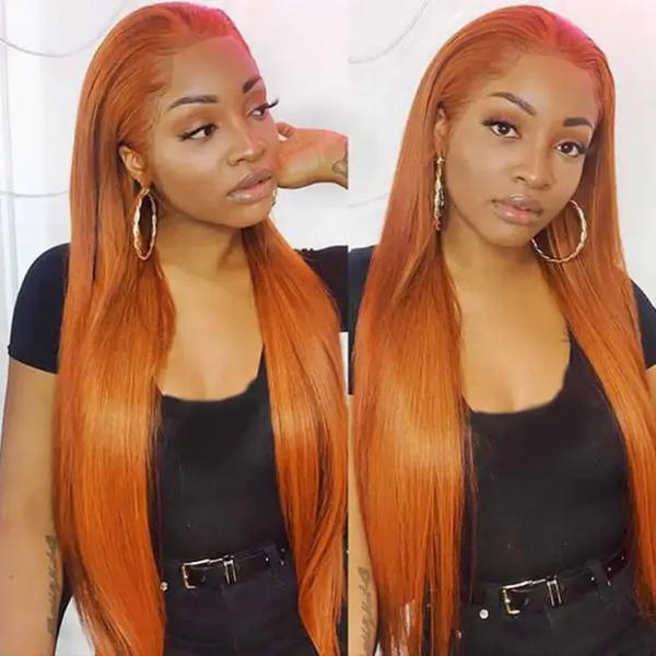 Subella Hair Ginger Color 13x4 HD Lace Front Wig Straight Colored Human Hair Wigs