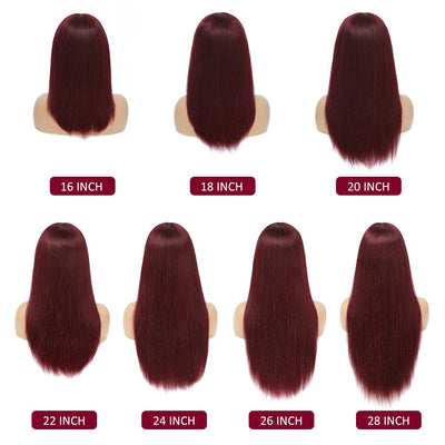#99J Straight Human Hair Wigs With Bangs Top Lace Wig With Bangs