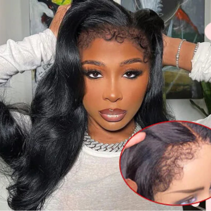 4C Edge Body Wave HD Lace Front Wig With Curly Baby Hair Pre Plucked N ...