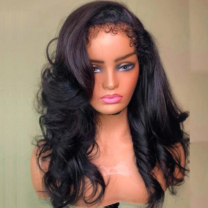 4C Edge Body Wave HD Lace Front Wig With Curly Baby Hair Pre Plucked N ...