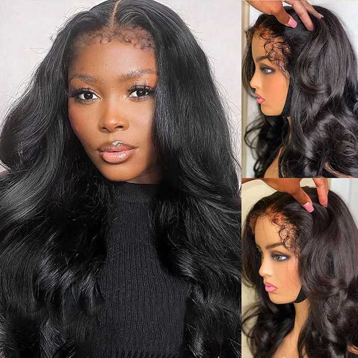 4C Edge Body Wave HD Lace Front Wig With Curly Baby Hair Pre Plucked N ...